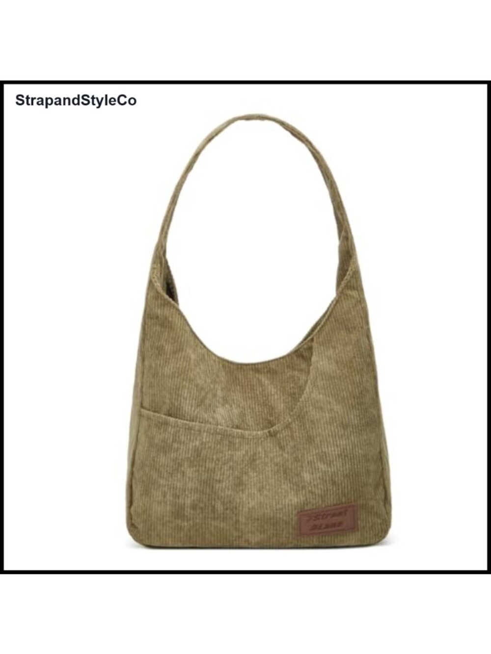 Corduroy Tote Bag Multi Pocket Shoulder Satchel Retro Messenger Purse